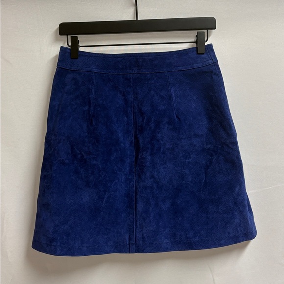 Anthropologie Suede Leather Mini Skirt Blue Size 2 - Picture 4 of 6